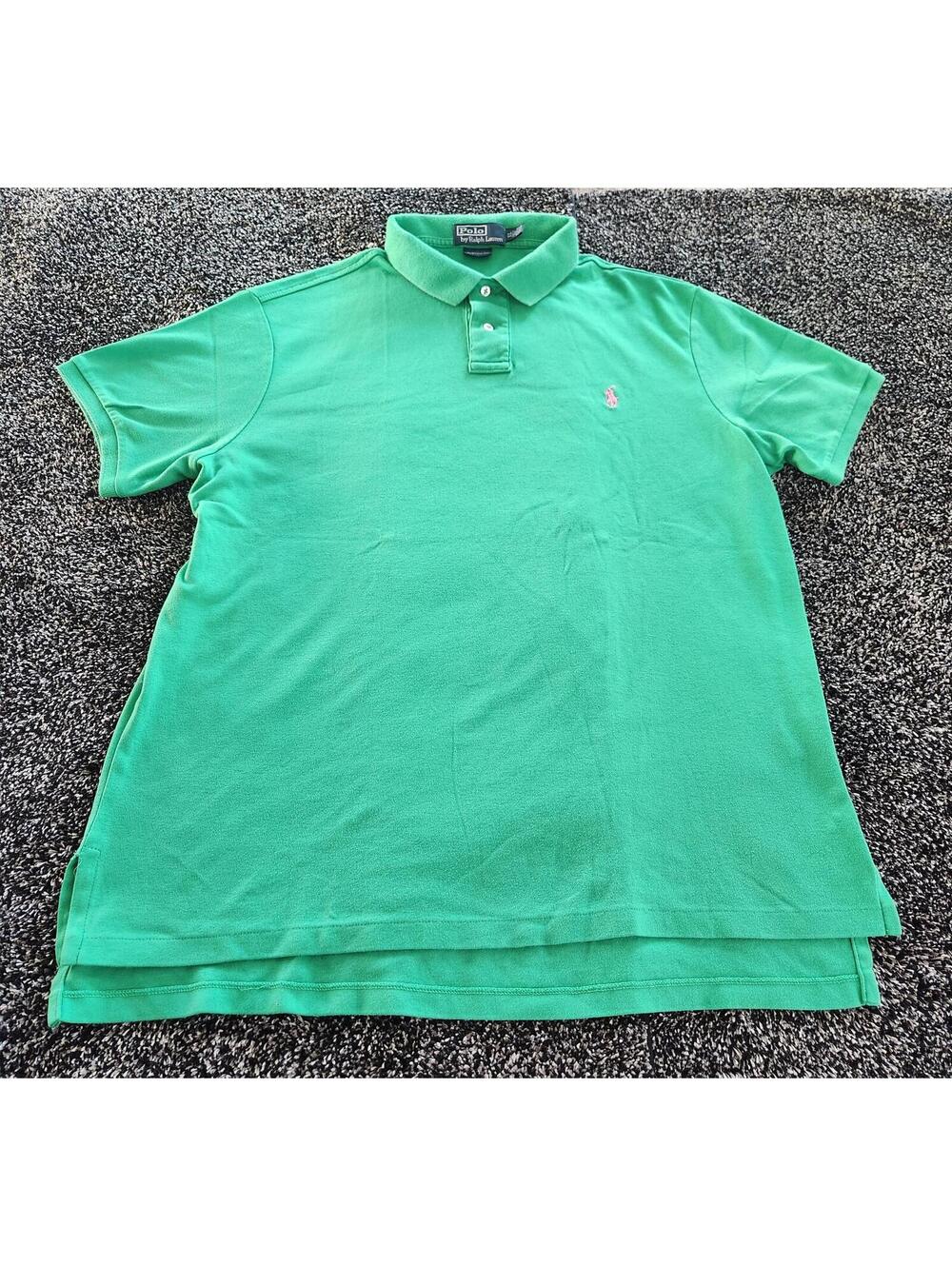 Vintage Polo Ralph Lauren Custom Fit Sz XL S/s Polo shirt Green Pink Pony Cotton - Picture 10 of 11